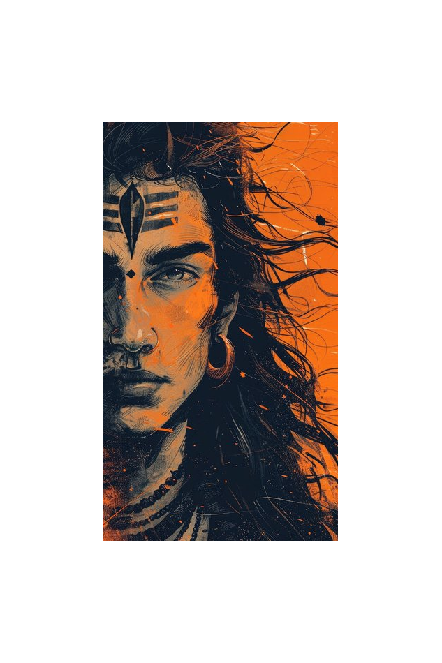 Shiva Print V Neck Half Sleeve