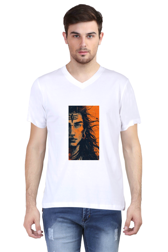 Shiva Print V Neck Half Sleeve