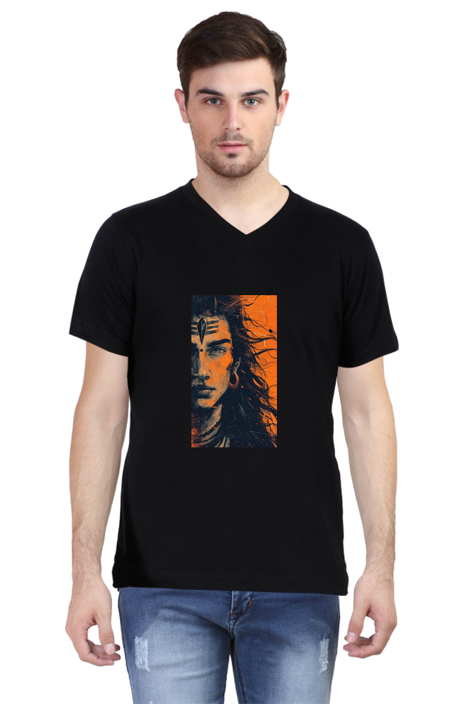 Shiva Print V Neck Half Sleeve